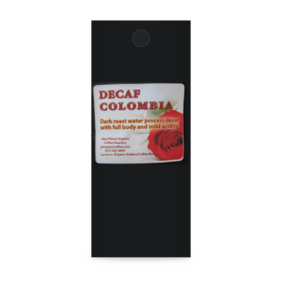 Decaf Colombia Roasters Special 16oz coffee bag on white background