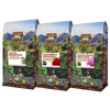 Three Java Planet coffee bags: Good Morning, Colombia Organic, and Costa Rica Organic, arranged in a row on a black backgr...