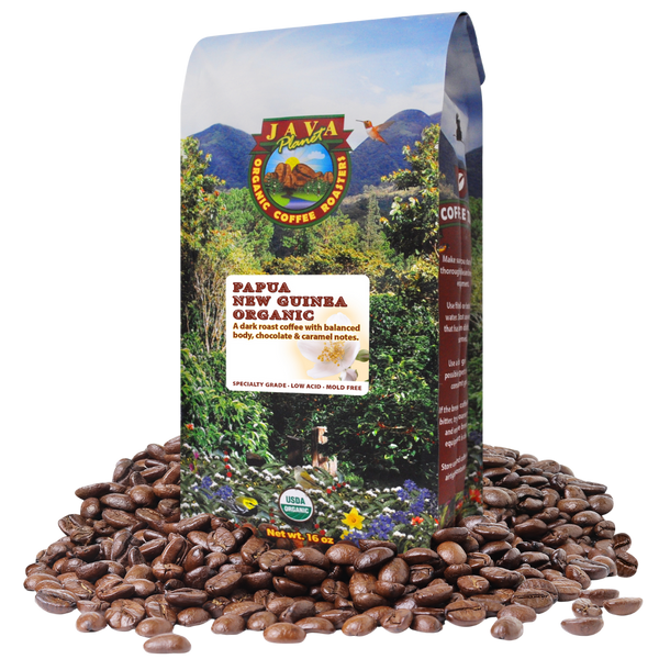 Papua New Guinea Organic Low Acid Coffee 16oz Bag - Single Origin Dark Roast