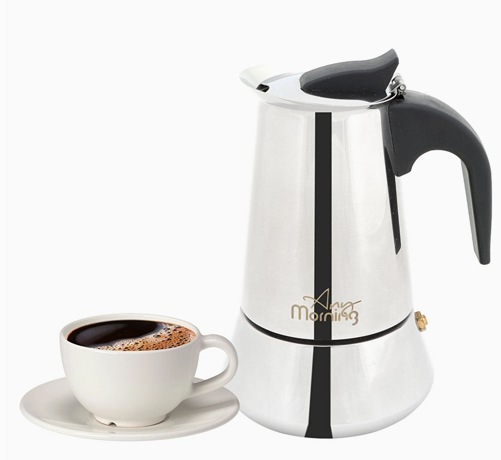 Moka Pot - 6 Shot Stainless Steel Stovetop Espresso Maker (Induction Ready)