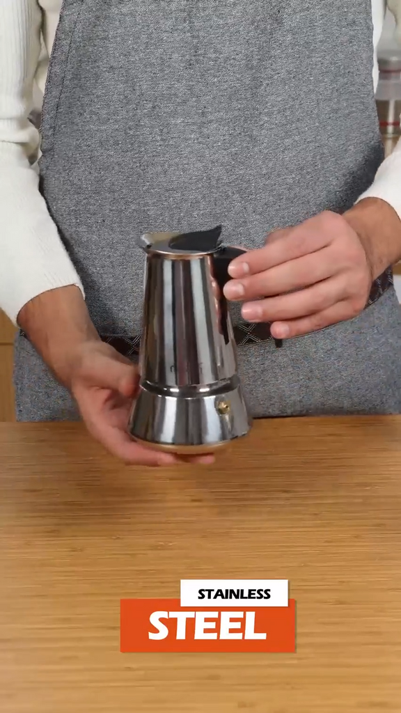 Moka Pot - 6 Shot Stainless Steel Stovetop Espresso Maker (Induction Ready)